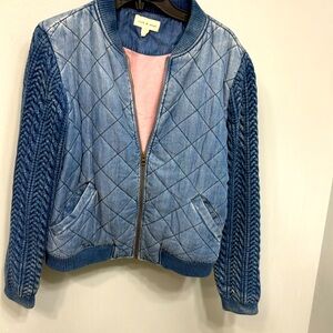 Cloth & Stone Chambray and Sweater Bomber Jacket Sz Medium